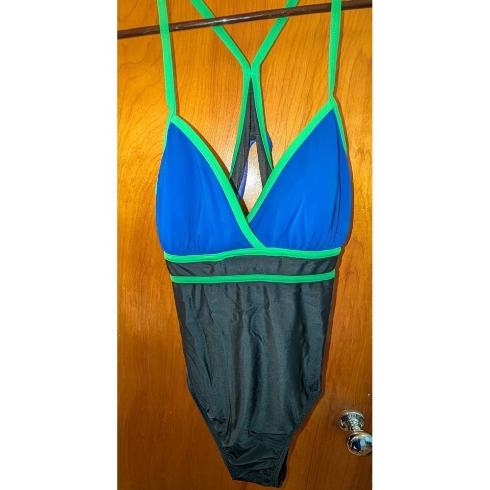 Catalina Women's One Piece Color Block Swimsuit Open Back Size XL 16-18 Colors